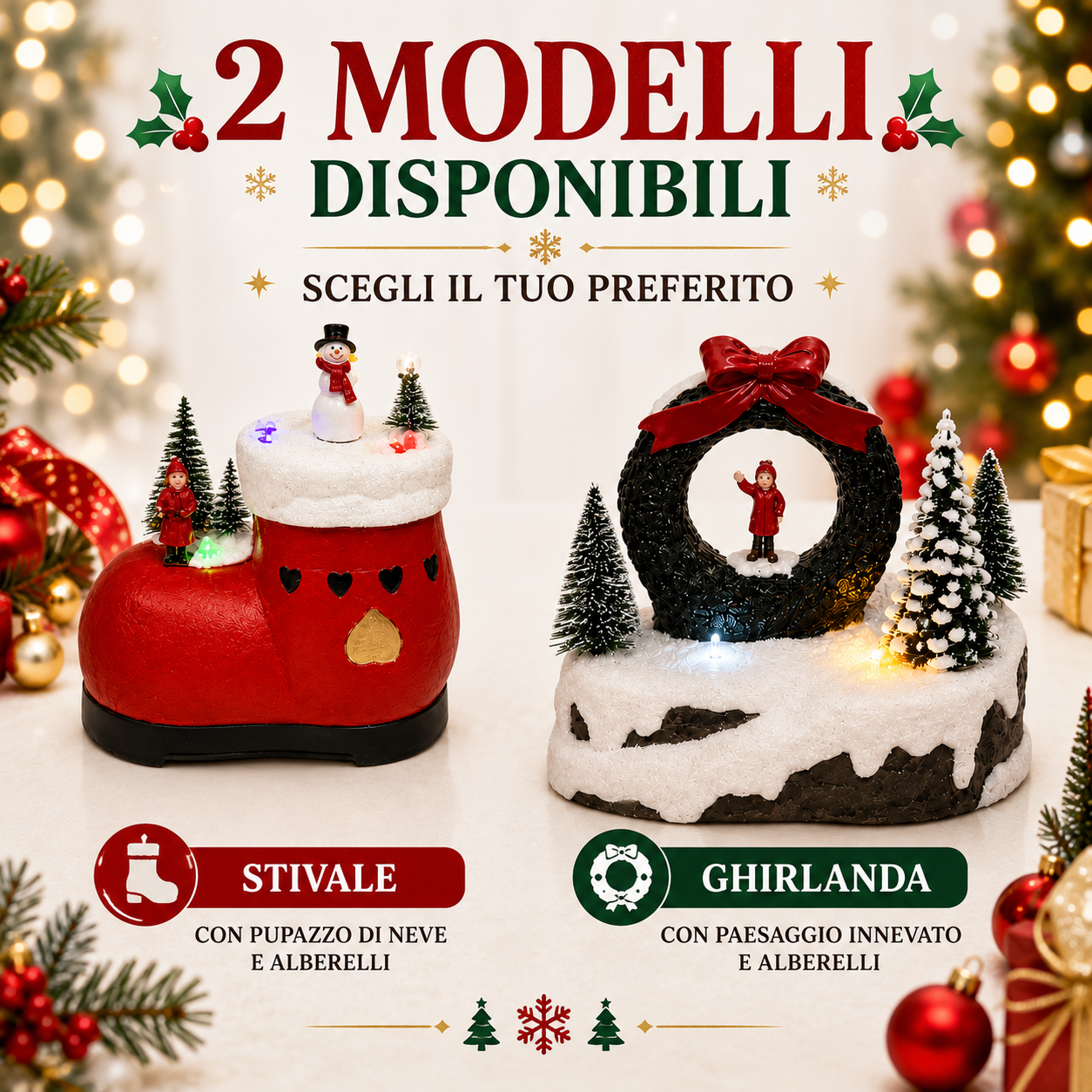  piccola decorazione natalizia luminosa con movimento e melodia led paesaggio innevato h14 - foto 4