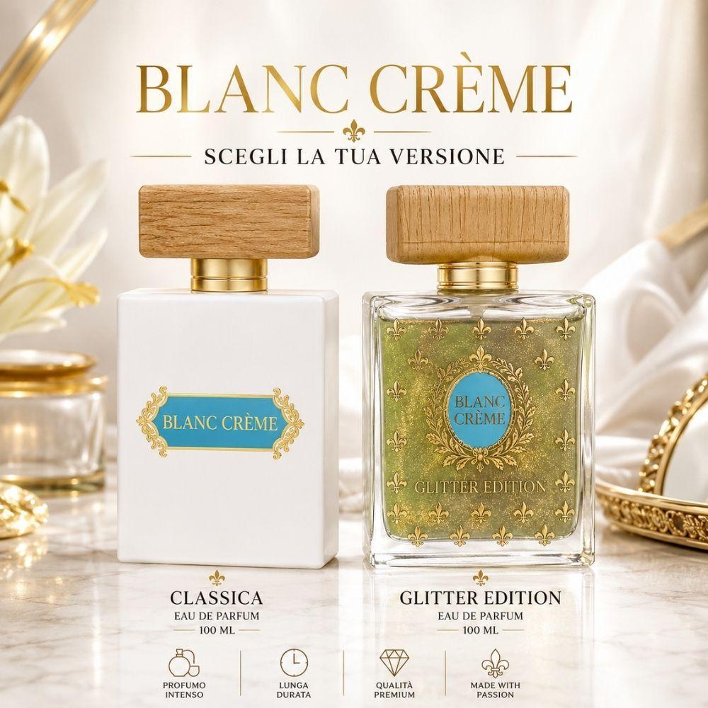 Bottiglia Blanc Creme Eau de Parfum con confezione glitter edition