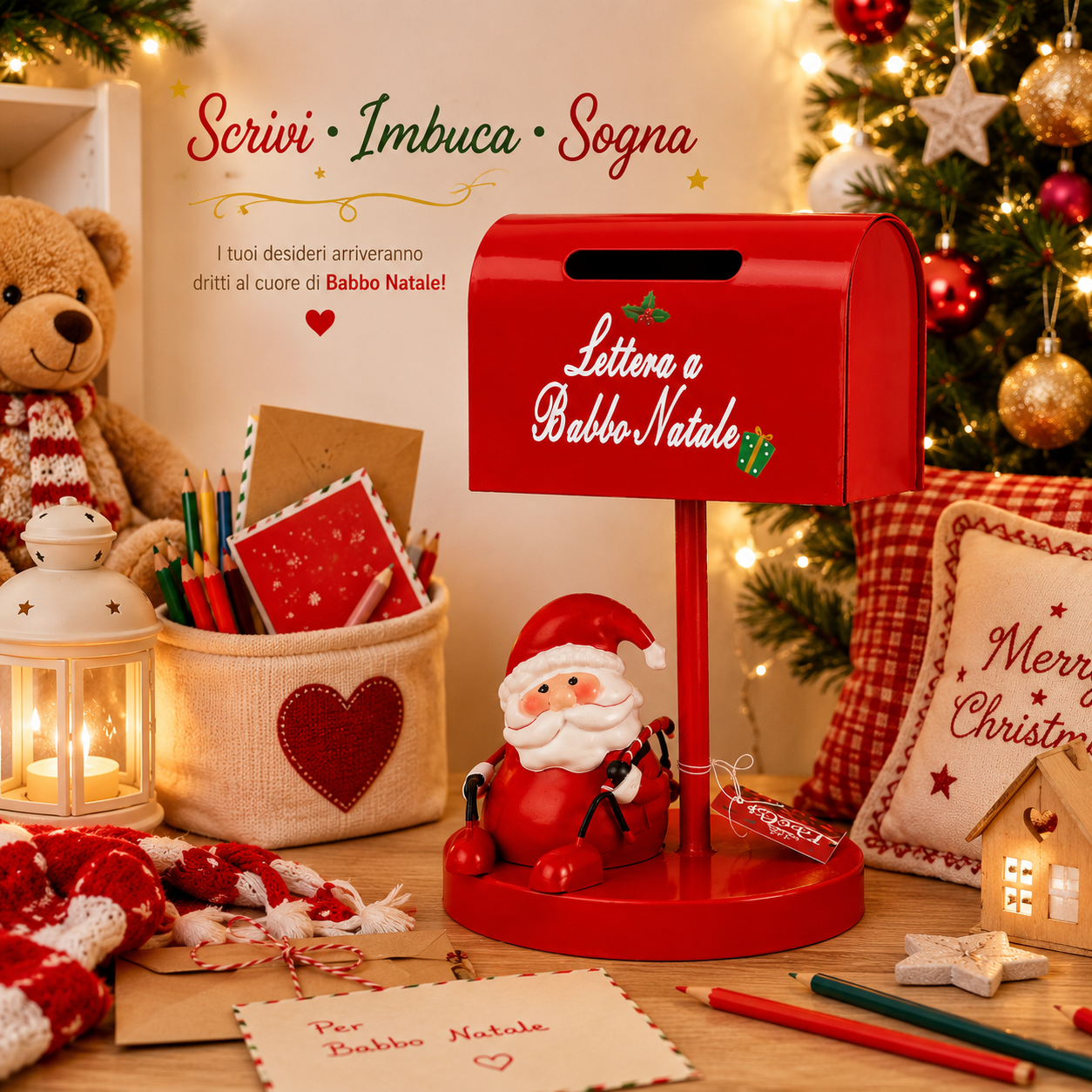 cassetta lettere di babbo natale con babbo natale decorativo – porta letterine natalizio rosso - foto 5 cassetta lettere di babbo natale con babbo natale decorativo – porta letterine natalizio rosso - foto 5