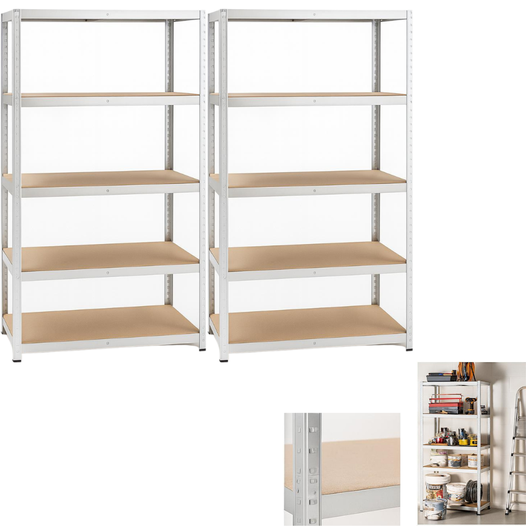  coppia di scaffali a 5 ripiani 90x40x180cm portata 875kg - foto 1