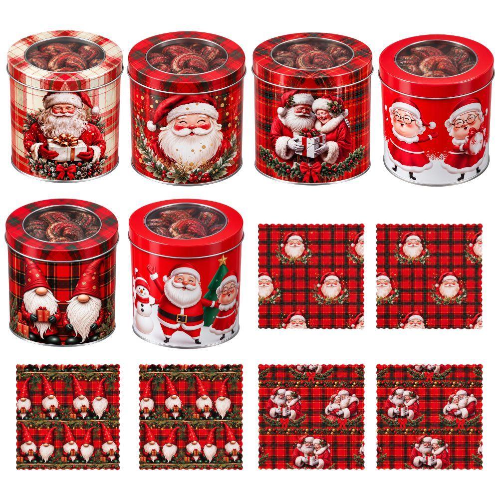  set 6 strofinacci natalizi 30x30 cm con barattolo in latta decorato - foto 1