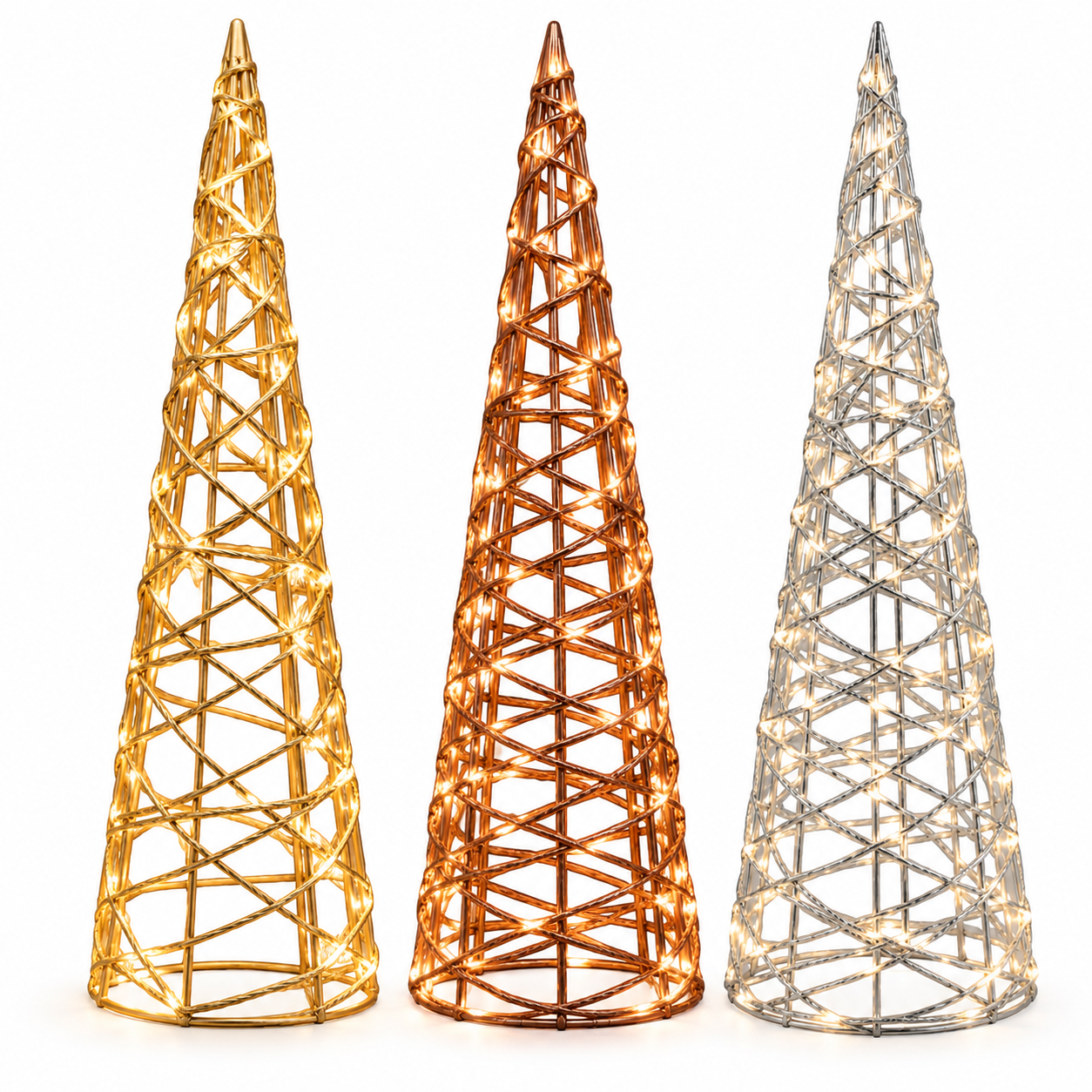 albero di natale decorativo a cono con luci led struttura intrecciata in metallo decorazione natalizia luminosa - foto 1 albero di natale decorativo a cono con luci led struttura intrecciata in metallo decorazione natalizia luminosa - foto 1
