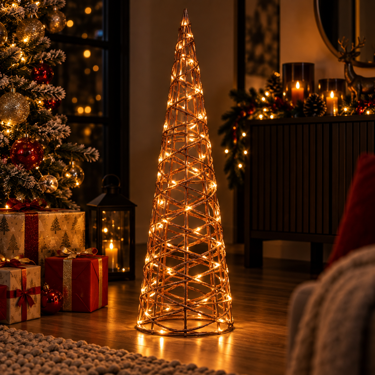 albero di natale decorativo a cono con luci led struttura intrecciata in metallo decorazione natalizia luminosa - foto 2 albero di natale decorativo a cono con luci led struttura intrecciata in metallo decorazione natalizia luminosa - foto 2