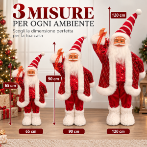 Babbo natale decorativo in tessuto con barba e occhiali