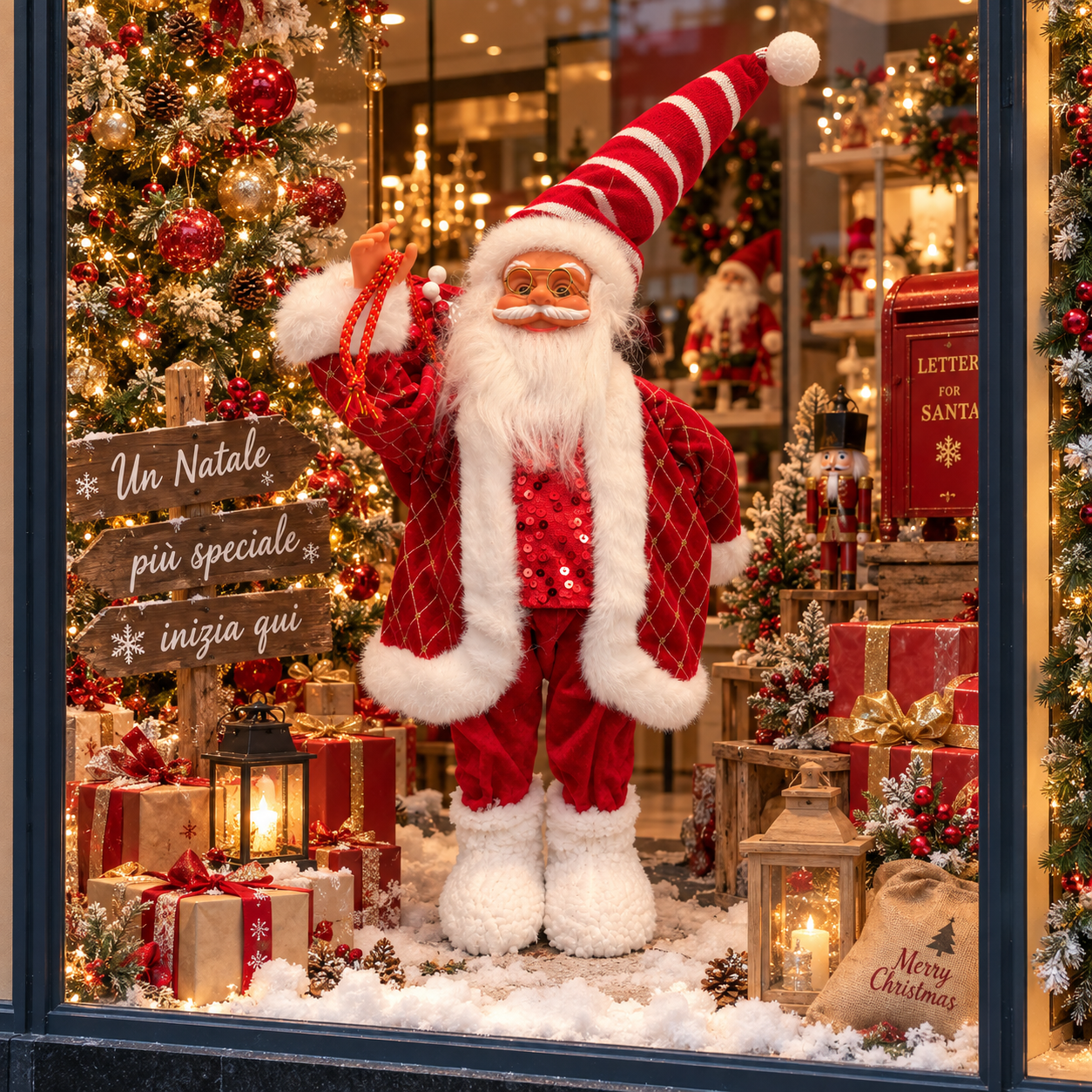  babbo natale decorativo in tessuto con barba e occhiali - foto 5