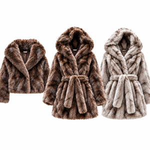 Cappotto donna effetto ecopelliccia collo ampio o cappuccio